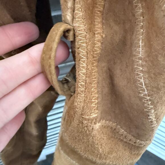 Y2K 90s Retro VINTAGE LEATHER WORKS Suede Patchwork Jacket Tan - Picture 13 of 16